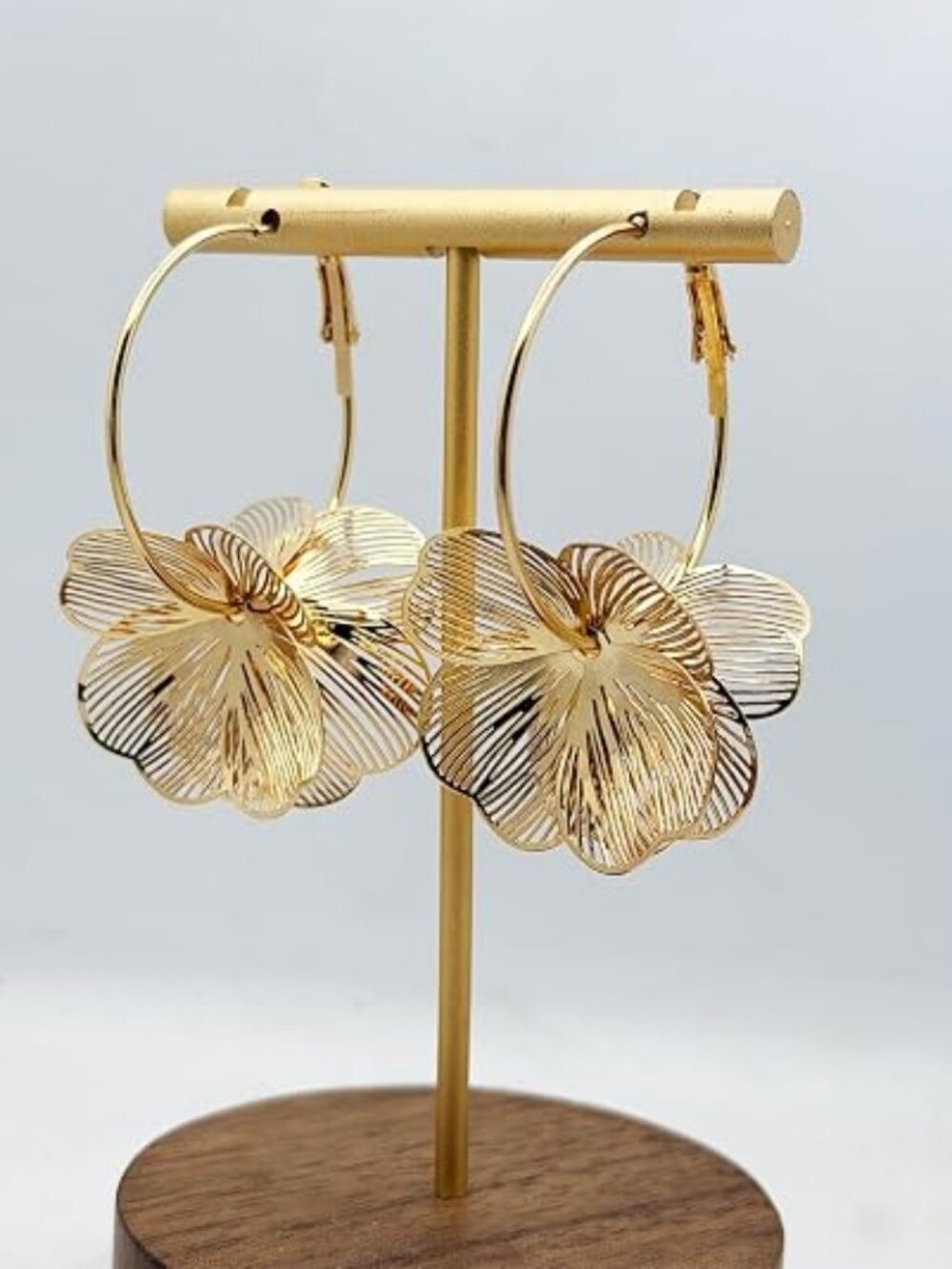 Gold Flower Earrings 14K Gold Plated Floral Statement Dangle Earrings Trendy